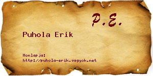 Puhola Erik névjegykártya
